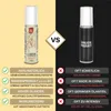 A comparison image showing two perfume bottles side-by-side with text highlighting the pros and cons of each. Produktbild-Vorschau