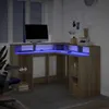 vidaXL LED stůl Sonoma dub 130x130x91 cm materiál na bázi Náhled obrázku produktu 5