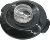 A close-up view of the lid of a stand mixer, showing the clear measuring cup insert and embossed text on the black lid. Anteprima dell’immagine prodotto