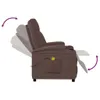 A brown massage chair shown from the side, with arrows indicating the reclining and footrest functions. Anteprima dell’immagine prodotto