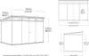 Technical drawings and dimensions of a garden shed. Produktbild-Vorschau