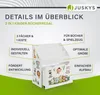 A white children's bookshelf with animal decals and informational text overlays. Podgląd zdjęcia produktu