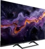 A television set with a colorful abstract image displayed on its screen, shown from a side-angle. Produktbild-Vorschau