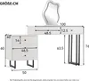 A diagram showing the dimensions of a white vanity table with a mirror and drawers. Náhľad obrázku produktu