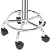 Close-up of the base of a rolling stool with five casters. Produktbild-Vorschau