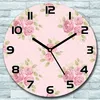 Wanduhr aus Glas Rund fi 30 Rosa Rosen grün Quarz Deko Produktbild-Vorschau 1