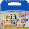 The image shows the packaging of a Bluey-themed puzzle set, featuring illustrations of the characters and puzzle pieces with piece counts. Náhled obrázku produktu