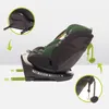 A car seat is shown with zoomed-in insets highlighting attachment points. Produktbild-Vorschau