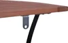 A close-up view of the edge of a wooden table with a black metal leg attached by a silver bracket. Produktbild-Vorschau