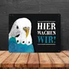 Hier wachen wir! Metallschild XL mit Wellensittich blau Produktbild-Vorschau 4
