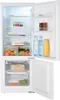 The inside of an open white refrigerator and freezer. Produktbild-Vorschau