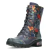 Laura Vita Damen Stiefelette Leder Blumen Muster Produktbild-Vorschau 5