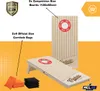 Collage showing a cornhole set with boards and bags, along with branding and text. Produktbild-Vorschau