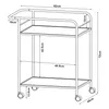 A line drawing diagram of a serving trolley with dimensions indicated. Anteprima dell’immagine prodotto