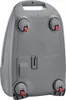 The underside of a gray and white appliance, possibly a vacuum cleaner, with four wheels. Podgląd zdjęcia produktu