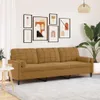 vidaXL Sofa 3-Sitzer mit Zierkissen Braun 210 cm Samt Produktbild-Vorschau 2