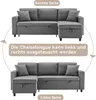 Two views of a gray sectional sofa, demonstrating its reversible chaise lounge feature. Produktbild-Vorschau