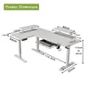 A diagram showing the dimensions of an L-shaped standing desk. Anteprima dell’immagine prodotto