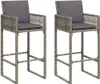 vidaXL 3-tlg. Gartenbar-Set mit Kissen Grau Poly Rattan Produktbild-Vorschau 4