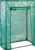 A green greenhouse with a rolled-up door. Produktbild-Vorschau