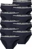 A stack of navy blue men's briefs with a white and grey waistband. Produktbild-Vorschau