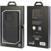 The image shows the front and back of a black phone case packaging for an Audi branded iPhone 15 Pro case. Produktbild-Vorschau