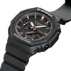 A close-up studio shot of a black Casio G-Shock watch with rose gold accents. Voir les images du produit
