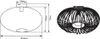 A technical drawing and a 3D rendering of a black pendant light. Náhled obrázku produktu