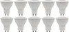 A group of ten white LED light bulbs arranged in two rows on a white background. Produktbild-Vorschau