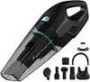 A black handheld vacuum cleaner with accessories displayed on a white background. Podgląd zdjęcia produktu