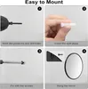 A four-panel instructional graphic showing how to mount a mirror. Produktbild-Vorschau