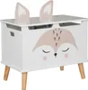 A white toy chest with a fox design on a white background. Produktbild-Vorschau