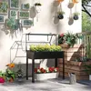 Outsunny verhoogde plantenbak met afdekking, zwarte Productafbeelding-voorbeeld 2