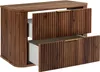 A dark brown vanity cabinet with two drawers, one partially open, against a white background. Podgląd zdjęcia produktu
