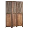 Homestyle4u Paravent Raumteiler 3 teilig Holz Braun Rattan Produktbild-Vorschau 2