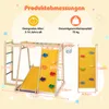 A diagram showing the dimensions of a children's indoor climbing frame with various features. Podgląd zdjęcia produktu