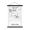 MuchoWow® Textilposter Karte - Hongkong - Schwarz-weiß - Produktbild-Vorschau 1