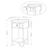 A diagram of a nightstand with dimensions indicated by lines and measurements. Produktbild-Vorschau