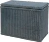 A blue wicker laundry hamper with a lid. Produktbild-Vorschau