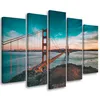 5-teiliges leinwandbild san francisco brücketürkis 100x70 Produktbild-Vorschau 1