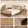 Rattanowy stolik nocny zestaw 2, szafki nocne boho z nogami Podgląd zdjęcia produktu 2