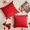 2 rote Plüsch-Herz-Kissenbezüge 40x40 cm Jacquard Produktbild-Vorschau