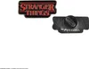 Two Stranger Things pins are shown against a white background. One pin is the Stranger Things logo, and the other is the back of a pin with a clasp. Produktbild-Vorschau