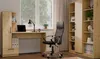 A home office setup with a desk, chair, and bookshelves. Voir les images du produit