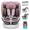 A pink and gray car seat with multiple views shown. Náhled obrázku produktu