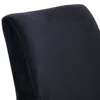 A close-up view of the backrest of a black chair. Produktbild-Vorschau