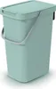 A light green trash can with a gray handle and lid, shown from a slightly elevated front-left angle against a white background. Náhľad obrázku produktu