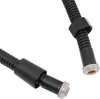Close-up view of two ends of a black flexible hose with connectors. Podgląd zdjęcia produktu