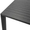 A close-up view of a dark gray table surface with horizontal slats and a portion of a table leg. Produktbild-Vorschau