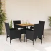vidaXL 5-tlg. Garten-Essgruppe mit Kissen Schwarz Poly Produktbild-Vorschau 2